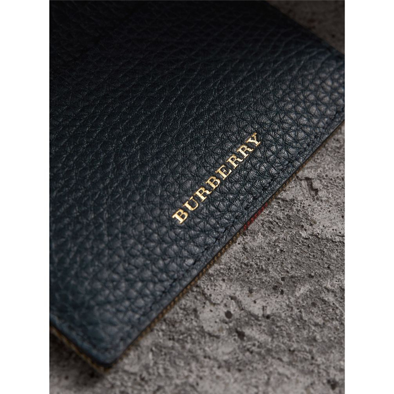 40397441 Burberry 巴寶莉 House 格紋拼粒紋 皮革 卡片夾 霓彩藍