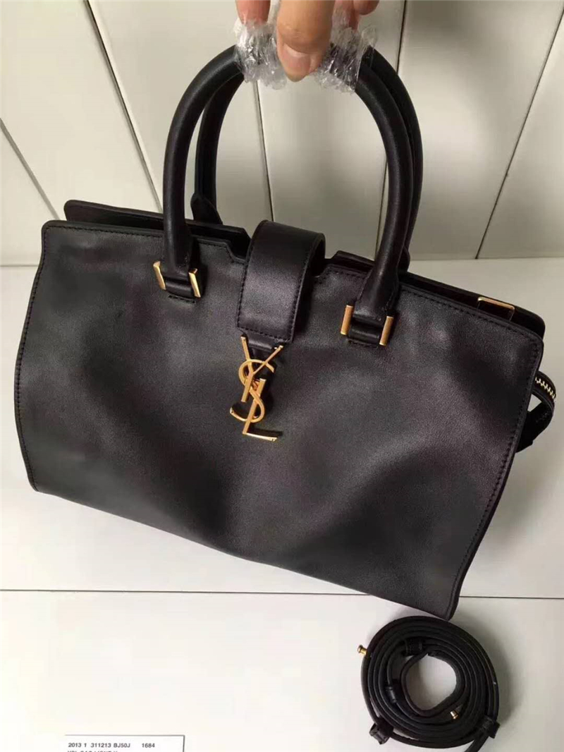 394461 圣羅蘭 YSL手提斜跨包 南非皮 光滑皮 黑色金標(biāo)