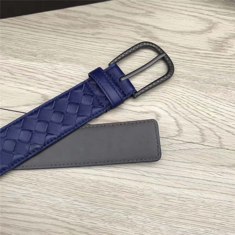 2408934 BV寶緹嘉 2017新款 黑色針扣 手工編織 休閑皮帶 寶藍色