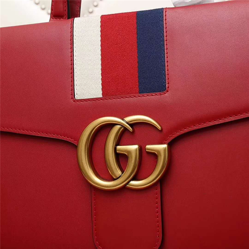 476470 GUCCI 新款 牛皮 GG翻蓋單肩包 紅色