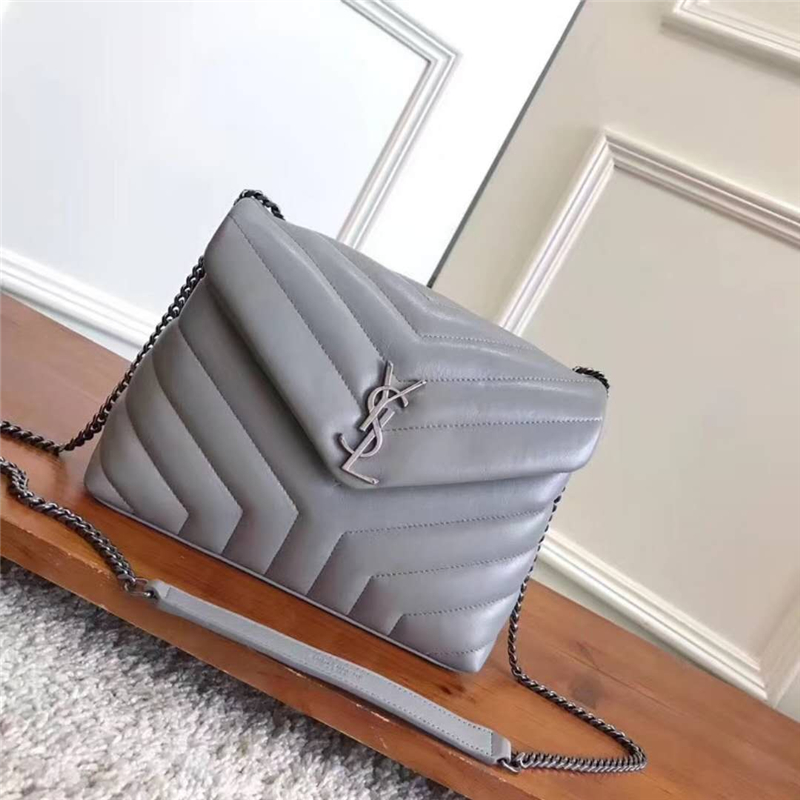 464676 YSL圣羅蘭 MONOGRAM 經典信封包 前翻蓋 鏈條包 灰色