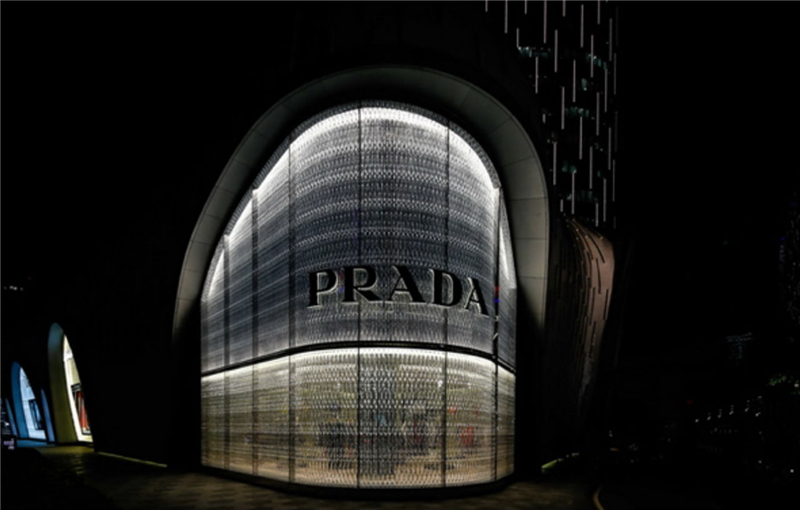 2ML317 Prada普拉達 Prada徽標字母嵌花 拉鏈長款錢包 黑白印花