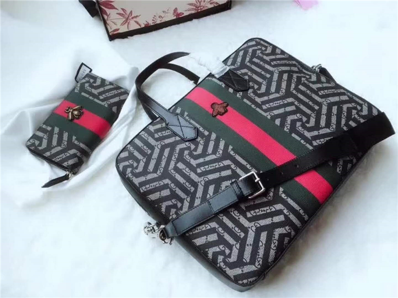 387102 GUCCI男包 郵差公文包 古馳手提包 大容量 烏木色