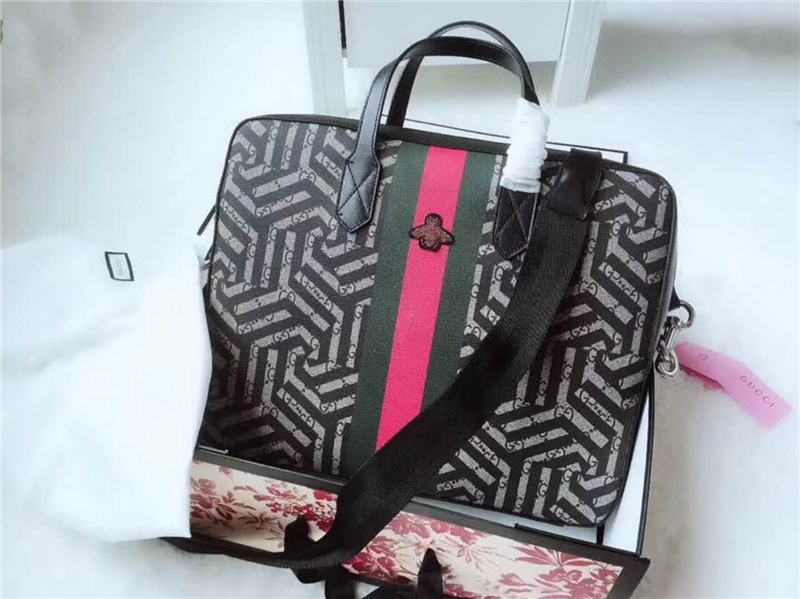 387102 GUCCI男包 郵差公文包 古馳手提包 大容量 烏木色