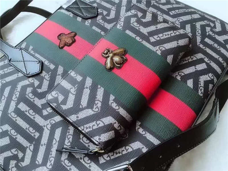 387102 GUCCI男包 郵差公文包 古馳手提包 大容量 烏木色