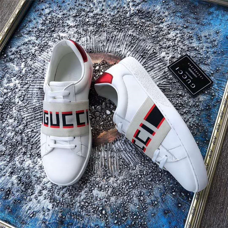 GUCCI 猛虎 刺繡 低幫運動鞋 Gucci小白鞋 白色