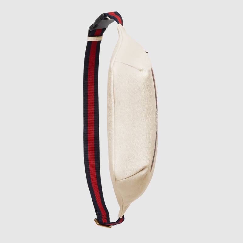 530412 Gucci標(biāo)識 復(fù)古印花 織紋皮革 腰包 白色