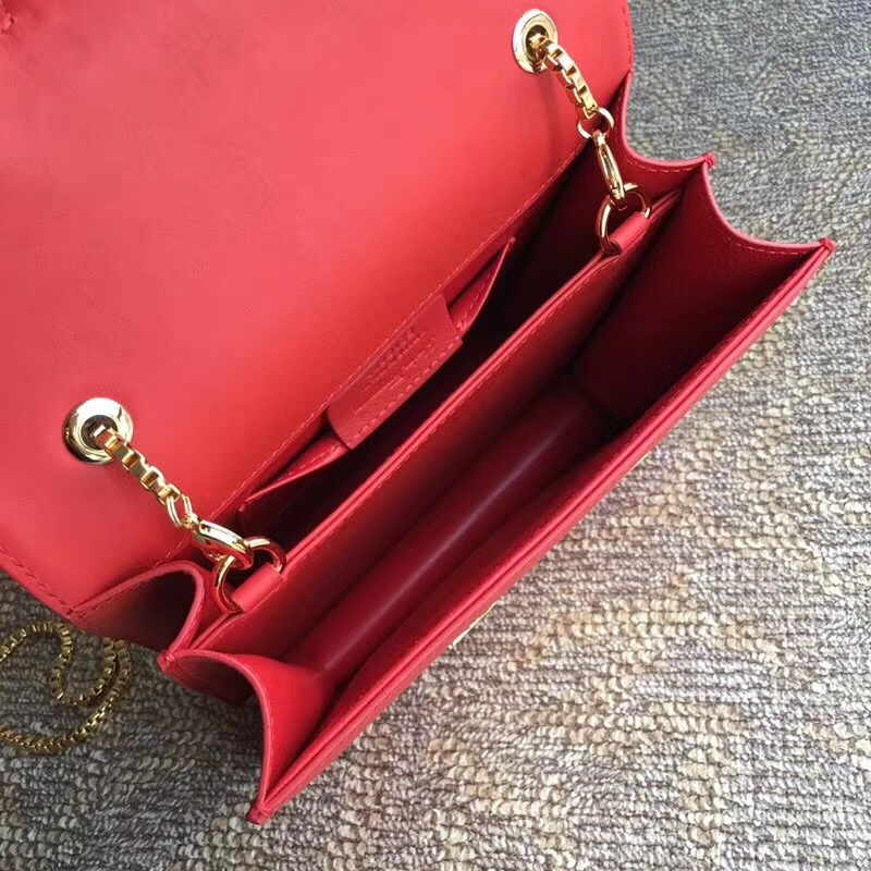 21F893 Ferragamo手包 半環(huán)搭扣 菲格拉慕女包 小牛皮 中號(hào) 翻蓋鏈條包 紅色