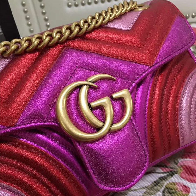 443497 Gucci女包 古馳包包 Marmont系列 Gucci鏈條包 大紅色