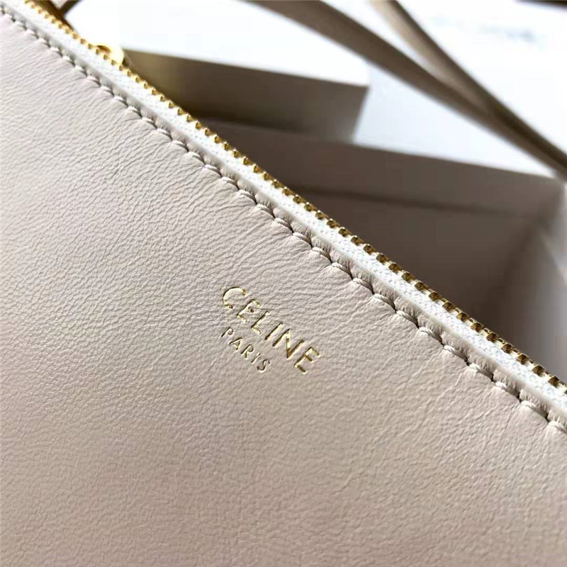 187603 Celine女包 Trio 小號 光滑小羊皮 Celine肩背包 淺卡其