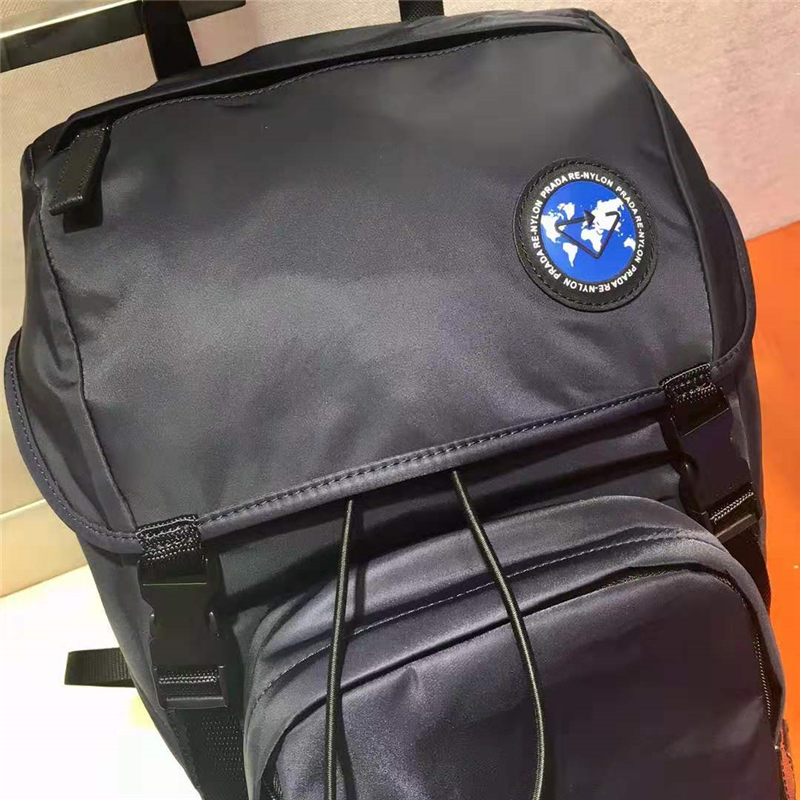 2VZ135 Prada雙肩包 ECONYL再生尼龍 Prada男士雙肩背包 藍標