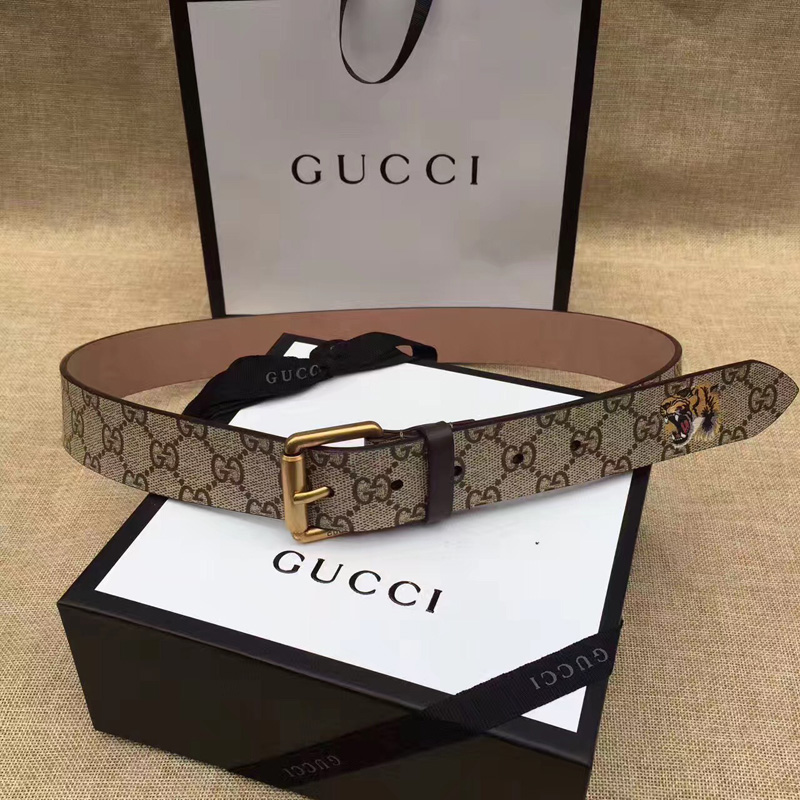 Gucci古奇新款2017虎頭印花腰帶 Gucci女士皮帶 古馳要帶