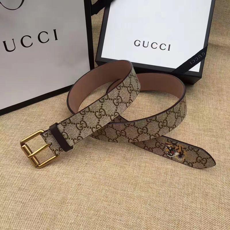 Gucci古奇新款2017虎頭印花腰帶 Gucci女士皮帶 古馳要帶