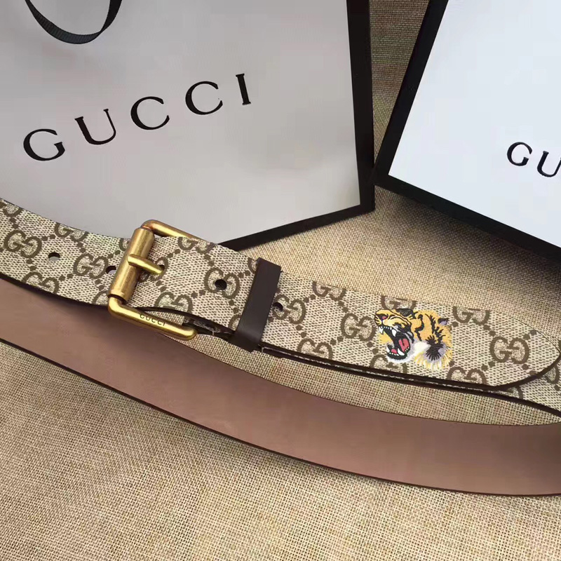 Gucci古奇新款2017虎頭印花腰帶 Gucci女士皮帶 古馳要帶