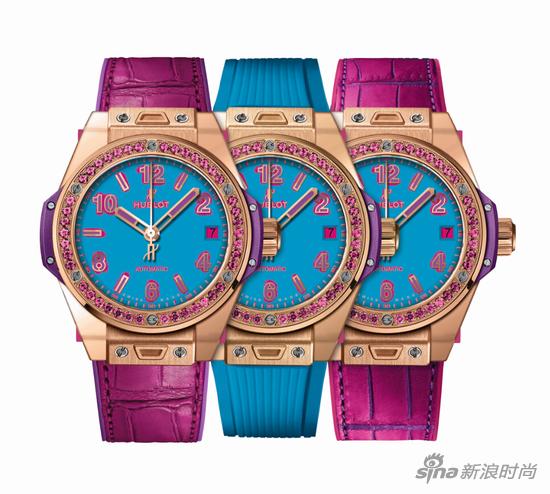 HUBLOT宇舶表Big Bang“一鍵式”波普藝術腕表_王金幽藍組合圖